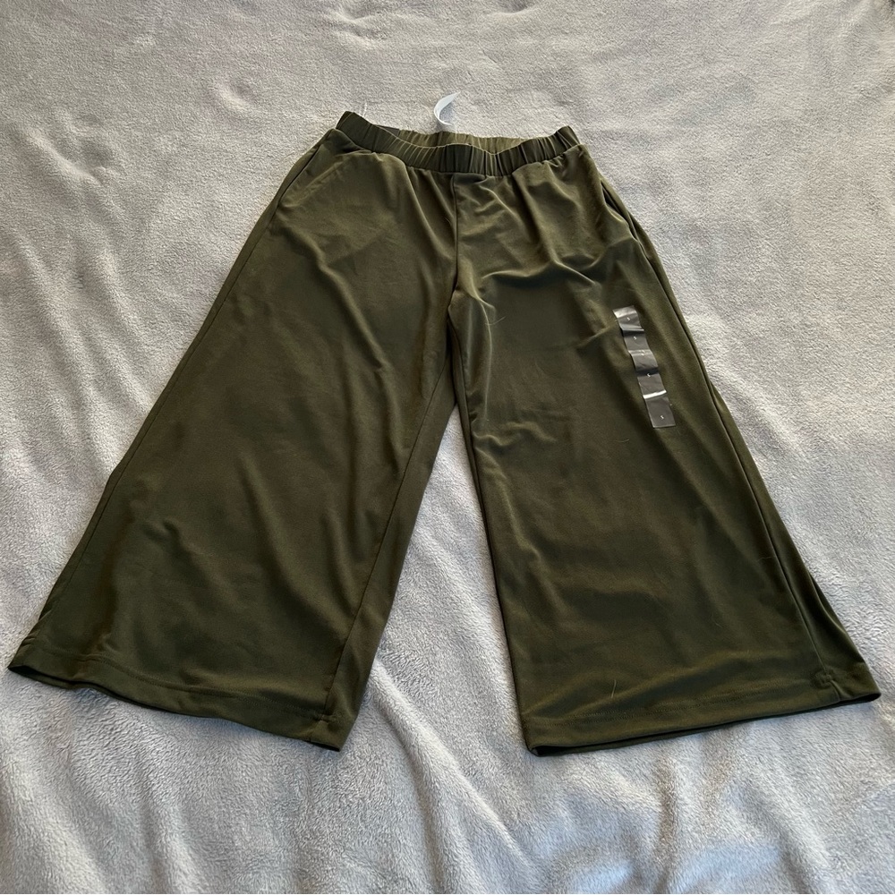NWT Banana Republic Factory Wide Leg Crop pants Size Small green